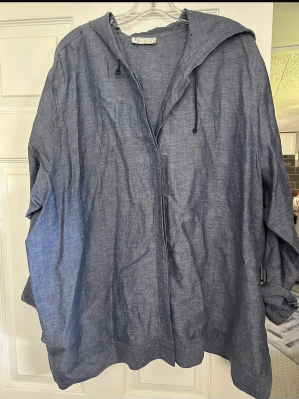 Lightweight Blue Hooded Zip-Front Jacket - Women. Baby blue